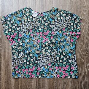 Diversity Essentials Floral Print Top Vintage Style Women's Size L